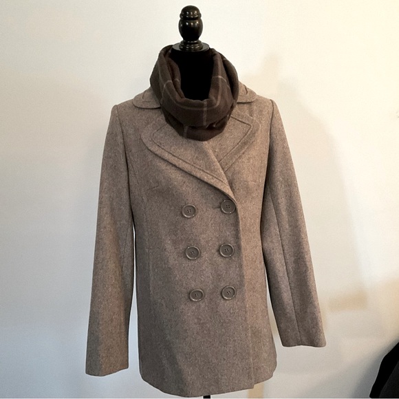 BLACK FRIDAY 2025 NY&Co. Grey Coat New York & Co. Wool-Blend Pea Coat Gray - Picture 12 of 12